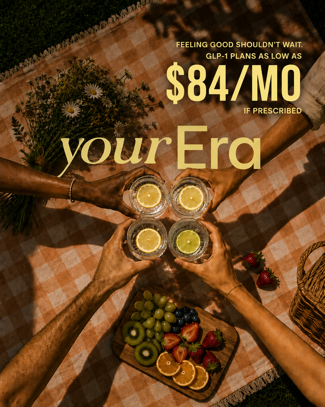 YourEra Meta ad: picnic lifestyle, GLP-1 plans as low as $84/mo